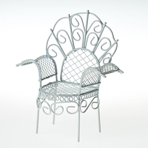 Металлическое мини кресло, белое 10X6X11см